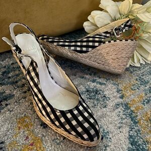 Stuart Weitzman Gingham Slingback Espadrilles 10